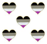 5-pack Bisexuell stolthet hjärtformade knappnålar broscher flaggmärke brosch