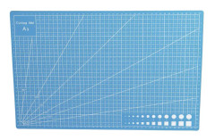 A3-rutnätslinjer PVC-skärmatta Självläkande papperslädertyg skärbräda (blå)