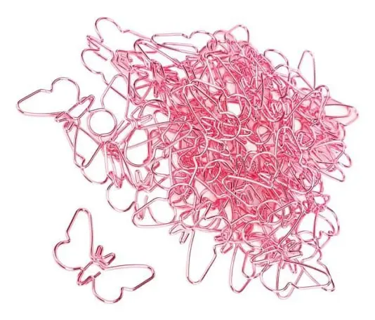 minifinker Pink Butterflies pappersklämma Pink Butterflies gem, 50 stycken, färgplätering, stilrena material gem