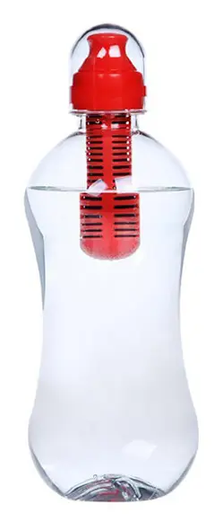 Filter Vattenflaska, Aktivt Kolfilter Vattenflaska, Utomhus Sport Vattenflaska 550ml, Röd
