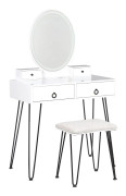 Sminkbord Vit och Svart MDF 4 Lådor LED-Spegel Pall Vardagsrumsmöbler Glam Design Sovrum Hall