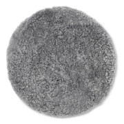 Skinnwille Curly Sittplätt/dyna Ø34cm fårskinn Rund Charcoal/Silvergrå