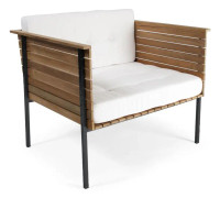 Skargaarden Häringe Loungefåtölj Svart Stål/Teak (Produkt: Mörbeige Sunbrella)