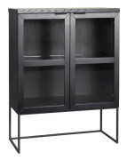 Rowico Everett skåp 125x95cm glasdörrar svart ek/svart