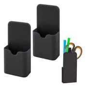 2 st magnetiska pennhållare, S-storlek, magnetisk pennhållare, organiserare för hemmakontor, för kylskåp, whiteboard, skåp (svart)