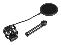 Mikrofon Stötsäker Shock Mount Filter Bracket Stativ Mic Stand för Podcast Studio Desktop