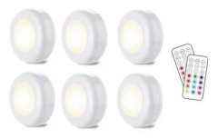 LED-spotlights 6st med 2 fjÄrrkontroller Vit