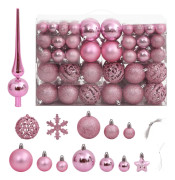 Julgranskulor 111 delar rosa polystyren