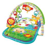 Fisher-Price Jungle Friends 3-i-1 musikalisk lekmatta för baby, bärbar, lekbågar och leksaker,
