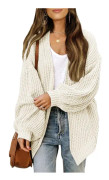 Dam tr?ja h?st/vinter ballong?rmar Dam kappa Mode Chunky ullfickor Casual Stickad Cardigan beige beige S