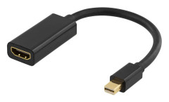 DP-HDMI25-K - Deltaco - Videokort - DisplayPort / HDMI - Mini DisplayPort (hane) till HDMI (hona) - 20 cm - svart - stöd för 4K