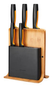 Fiskars Functional Form knivblock i bambu med 5 knivar 6 delar