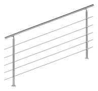 Ledstång 180 cm Rostfritt stål 5 tvärstänger