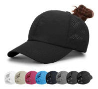 Cap för dam - Solhatt med hästsvans Snabbtorkande löpkeps Cap Golfkepsar Criss Cross Justerbara Trucker-hattar för kvinnor Flickor Black Black One Size