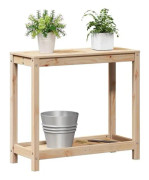 Krukbord med hylla 82,5x35x75cm massiv furu