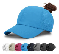 Cap för dam - Solhatt med hästsvans Snabbtorkande löpkeps Cap Golfkepsar Criss Cross Justerbara Trucker-hattar för kvinnor Flickor Blu Blue One Size
