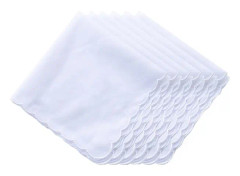 Bulk Pack Näsdukar Bomull Scalloped Hankies Fickduk Handduk Vit 11 Tum