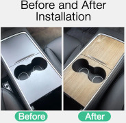 För Tesla Model 3 Model Y 2022 Central Kontrollpanel Dekal Träkorn Inredningskonsol Tillbehör Trim 2 Picecs Set Dekal