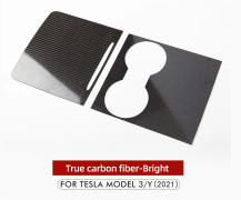 Mittkonsolskydd för Tesla Model 3 Y Centralkontroll Armstöd Paneltrim Real Carbon Fiber Bilinredningstillbehör 2021-2023