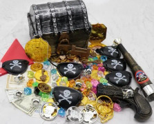 142 delar Pirate Treasure Chest Kit, Pirate Treasure Chest Skattjakt Festdekoration