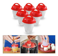 Äggkokare - Egglettes - 6st - Non-stick silikon - BPA fri - Röd