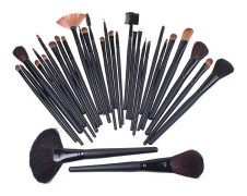 Sminkborste Set 31 olika sminkborstar i mjukt läderfodral