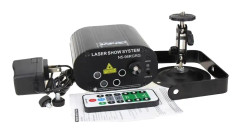 Mini RGB Laser 128 Mönster Projektor, 3W Blå LED, Fjärrstyrd DJ-belysning,Med fäste, EU-kontakt