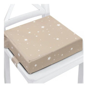Barnbältesstol 32x32x8 cm vattentät - sittdyna barnstolsdyna barnbältesstolsdynor stoldynor skumstol bältesbeige med vita stjärnor