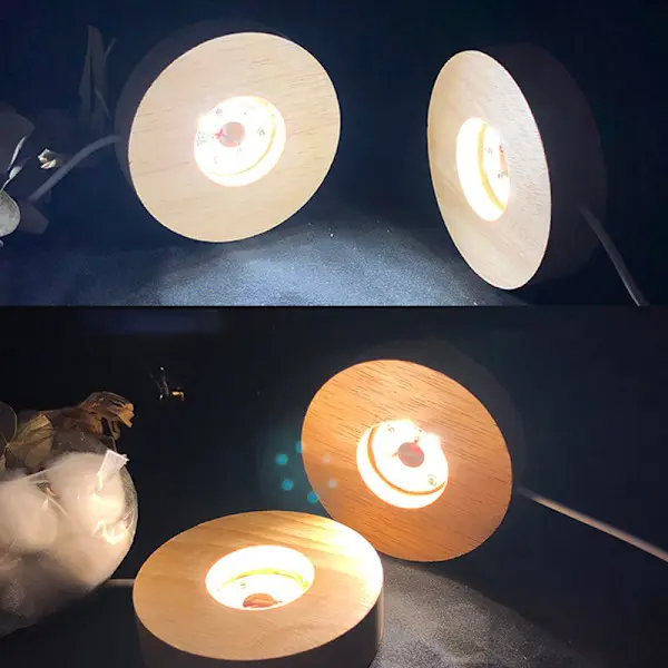 Trä LED-ljusdisplaybas Kristallglas Harts Art Ornamen