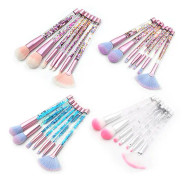 7PCS Klar Kristall Makeup Borste Set med Förvaringsväska Fashion Make up Verktyg