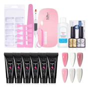 Förlängningsnagel Gel Set 6 Färger 15ml Geler med Topp- och Baslack Borste Fil Tippar Byggsats