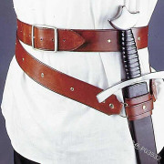 Medeltida Steampunk svärdshållare midjeslida för män Warrior Cosplay Viking Läderspänne LARP(light brown)