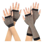 Fingerlösa fisknätshandskar för kvinnor, svarta, 80-talets retro vintage nylon stretchiga mesh-handskar för barn, flickor, dans, disco, kostymfester, tillbehör