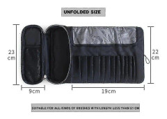 Makeup Brush Organizer och förvaringsväska med Roll Up-påse för enkla resor och hemmabruk(Grey)
