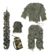 Barns Ghillie Suit Camo in Woodland Camouflage för jakt Slitstarkt 5-delat set med lätt 3D-döljning(150,Green)