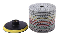 Diamantpolerkuddar 16 delar set 4 tum våt/torr för marmorgranitbetong och sten(color)