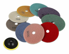 Diamantpolerkuddar 4 tums set för våt och torr polering av marmor, granit, betong och sten - 10 delar kit