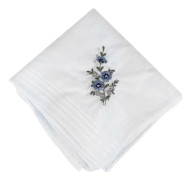 Bomullsfärgade broderade näsdukar för kvinnor med satinkanter - 6-pack, blommönster, maskintvättbar, 29 cm x 29 cm(White 7)