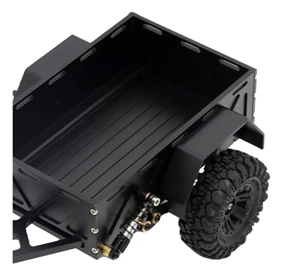Metallsläp med däck för 1/18 RC Crawler Car Upgrade Kompatibel med Ford Bronco och Land Rover Defender