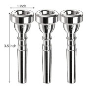 Trumpet Munstycke Set 7C 5C 3C Silverpläterad för nybörjare och proffs Bekväm ljudkvalitet(Silver)