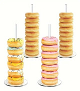 4x Akryl Donut Stativ, Bagel Stativ, Transparent, Dessert Tårta Display Stativ för Bröllop, Födelsedagsfest, Godisbord