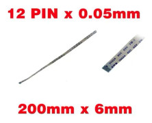 Bandkabel ZIF FPC 12 PINS Delning 0,5MM Längd 200mm Bredd 6mm. Dra kontakter på samma sida av AWM-kabeln