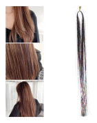 Färgglada hårstrån glitter bling glittrande dreadlocks hårförlängning glänsande hår tinsel flerfärgad