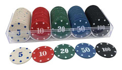 100 st Räknar spelmarker Plast pokermarker med låda för matematikövningsspel med pokermarker
