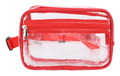 Genomskinlig Sling Bag Vattentät Justerbar rem med stor kapacitet Transparent PVC bröstmidjepaket för sportresor Röd