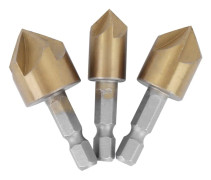 3st Fasskärare Träbearbetningsverktyg Höghastighetsstål Guld Hexstav 5-flöjt 90° 12mm-19mm