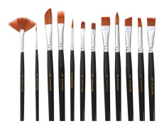 12 st Nylon hår Gouache borstar Set Trähandtag Akvarell Oljemålningsborstar Målningsverktyg