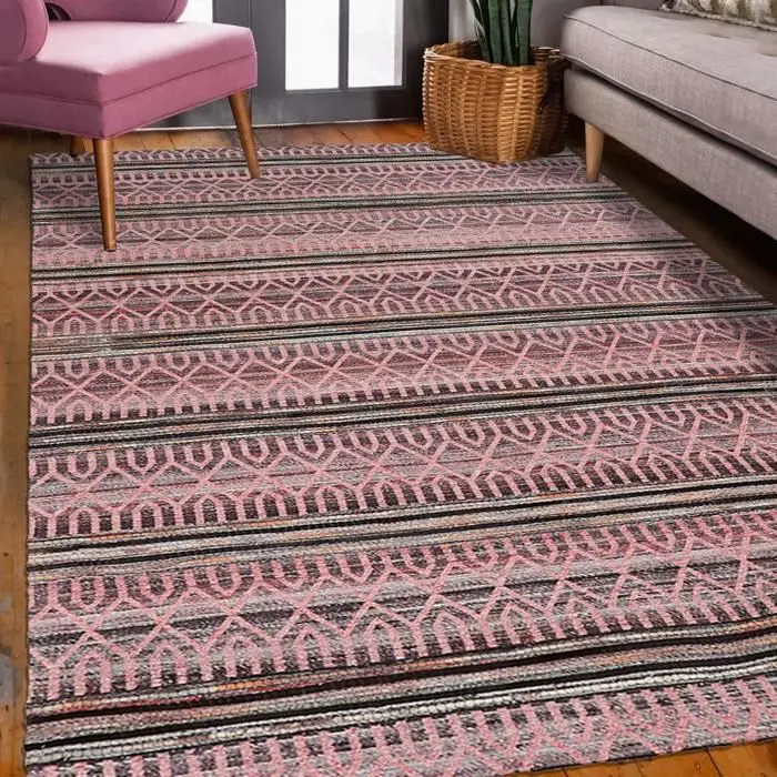 Modern rosa VORELA matta - UNAMOURDETAPIS - 80x150 cm - Polyester - Rektangulär - Vanlig