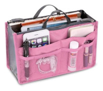 Kvinnor Multifunktion Makeup Handväska Olika fickor Stor Kosmetisk Handväska Organizer för Resor Rosa