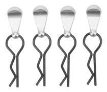 4st RC kroppsklämmor R stift rostfritt stål R clips med dragflikar av aluminiumlegering för 1/8 1/10 RC bil Silver